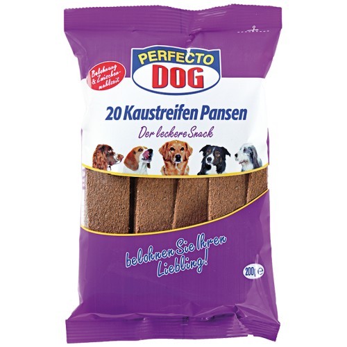PERFECTO DOG juostelės su prieskradžiu, 20vnt. 200g PERFECTO DOG juostelės su prieskradžiu, 20vnt. 200g